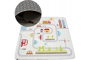 HAMUR HOME Nursery Rug Area Rug Baby Play Mat Non-slip Foldable Crawling Mat - Children Baby Kids Rug 150 X 150 Cm For Children's Rooms Playrooms - Washing Machines Washable Children's Mat (Road)
