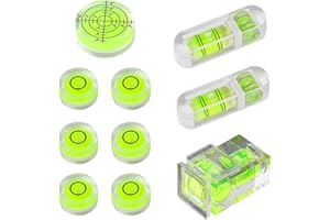 MsTeco 10 Stück Mini Bubble Wasserwaage,Wasserwaage Libelle Klein Wasserwaage Square Rund Wasserwaage Set für Kamera, Camping, Wohnwagen,Wohnmobil