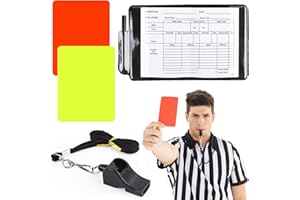 RUNEAY Cartes d'Arbitre de Football,Carton Arbitre Set avec Cartons Jaune et Rouge Sifflet Arbitre Carnets Scores avec Crayon,pour Le Jeu de Football Sport Scolaire Entraînement Sportif