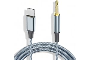 LA BRODÉE Aux Cable for iPhone in Car, 1.2M Aux to Lightning Cable 3.5mm Jack Headphone Adapter Audio Cord for Car/Headphones/Home Stereo/Speaker Compatible with iPad/iPod/iPhone 14/13/12/11/Pro/Xs/XR/X/8/7