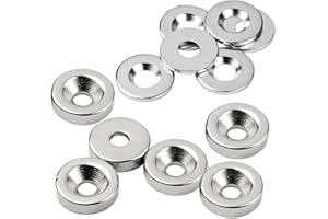 vasalat Magnes okrągły, magnes tarczowy z metalową tarczą z otworem wpuszczanym, okrągły magnes ø 15 mm, neodymowy niklowany 12-częściowy