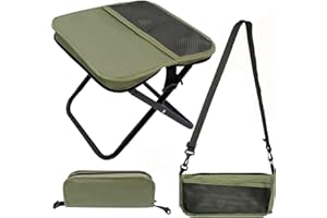 HVIHWI Taburete de Camping Plegable, Silla Plegable, Pequeña y Portátil, Taburete Plegable para Camping con Correa para Hombro, Pesca,Verde Silla de Camping Ligera para Exterior,Ocio,Viajes,28*26*24cm