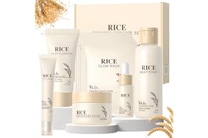 9 stycken Rice Skincare Kit, Koreansk hudvårdssats, Ris Ansiktsvård Kvinna | med ansiktsrengöring, koreanska masker, ristoner, ansiktskräm för kvinnor, ögonkontur, koreanskt serum