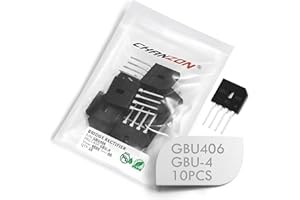(Paquete de 10 piezas) Chanzon GBU406 Diodo rectificador de puente 4A 600V GBU-4 (SIP-4) Monofásico, onda completa 4 Amp 600 voltios Diodos electrónicos de silicio