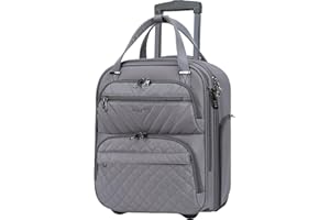 KROSER Handgepäck Koffer Trolley 40cm, Carry On Untersitzer Multifunktional 16-Zoll Leichter Über-Nacht-Koffer für Frauen, Grau Dunkel