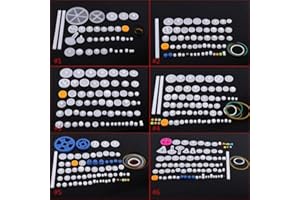 LANTRO JS Kit d'engrenages en plastique et poulie courroie, kit d'engrenage pour petits moteurs (80)