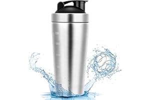 laoonl Edelstahl Protein Shaker, 750ml Classic Loop Shaker mit BlenderBall, BPA Frei Protein Shaker Edelstahl für Laufen, Fitness, Yoga und Andere Sportarten usw