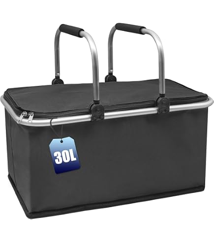 Panier de provisions SucceBuy 21 L × 20, poignée & support intégrés, plastique PP durable, pour