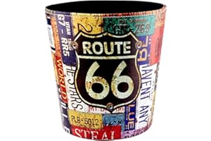 keivmlvt cestino 10 Litri in pelli artigianato - Cestino spazzatura e ufficio, Resistente e di alta qualità - Ideale per casa e ufficio - Cestino da scrivania (route 66)