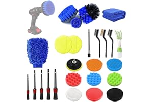 WONLERFEE Car Cleaning Kit,26 Piece Premium Car Detailing Kit,Drill Brush,Detail Brush Set,Double Head Air Conditioning Brush,Car Wash Cloth,Car Washing Tools Set for Dirty Rim,for Cars Motorcycles Wheels