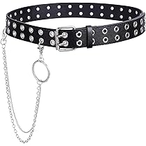 JasGood Punkriem voor dames en heren, dubbele gaten, punkstijl, cosplay, hiphop-rok voor gothic-outfits, A-zwart, 120cm(35-39 JasGood Punkriem voor dames en heren, dubbele gaten, punkstijl, cosplay, hiphop-rok voor gothic-outfits, A-zwart, 120cm(35-39