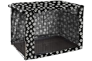 PETHIY Dog Crate Cover Durable Polyester Pet Kennel Cover Universal Fit for Wire Dog Crate - Fits Most 36" inch Dog Crates - Cover only -Black-36