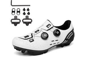 PENXZT Chaussures de Cyclisme pour Hommes Femmes Chaussures de Cyclisme VTT Compatible avec Les pédales Shimano SPD à 2 boulons avec des Crampons