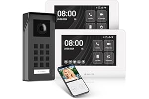 BALTER Entri Video Türsprechanlage, Aufputz Türklingel mit Kamera, Smartphone App, 1 Familienhaus, Video Türklingel, 2x7 Zoll HD-Monitor, Full HD Kamera, Gegensprechanlage mit Türöffner und Klingel 2 Draht