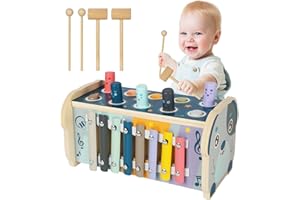 LIAILA Giocattoli per la prima infanzia Giochi montessori adatti a bambini di età superiore a 1 anno, che combinano giochi a percussione, xilofono e cognizione digitale, la scelta per i regali di compleanno