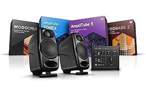 IK Multimedia - Portable Guitar Studio Bundle, Includes a pair of iLoud Micro Monitors, an AXE I/O ONE + downloads of AmpliTube 5 + TONEX + MODO BASS 2 + MODO DRUM 1.5