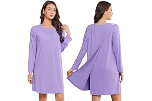 Deyeek Hospital Gowns for Women Open Back Tear Away Post Surgery Dress Long Sleeve with Shoulder Snaps Adaptive Nightgowns