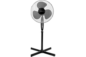 Clatronic Ventilateur sur pied Fan | silencieux | diamètre 40 cm | oscillation/rotation | hauteur et angle d'inclinaison réglables | lampes témoins LED | télécommande | 45 watts | VL 3741 S | noir