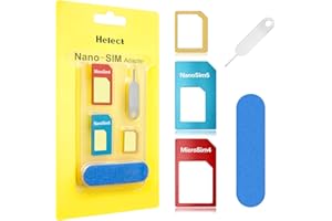 Helect SIM Karten Adapter für Smartphones, 5 in 1 Nano Micro Standard Adapter Kit Converter mit Sander Bar und Fach Nadel