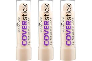 ‎ESSENCE COSMETICS essence COVERstick, Make up, essence Concealer, langanhaltender Abdeckstift, Schminke, 3er Pack (3x6g), Nr. 10 Matt
