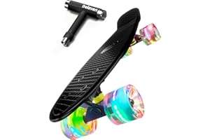 D DELEVEN Deleven Skateboard mit LED Rollen, Skate Tool und ABEC 7 Lager - Kinder Erwachsene Anfänger - 56 cm