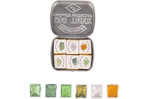 Csy Art Gallery Peintures aquarelles faites à la main - Ensemble de Couleurs unies métallisées nacrées - Coque métallique rétro portable - professionnelle (Paradise)