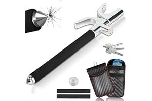 CHAMSUREUK Steering Wheel Lock Heavy Duty with 3 Laser Keys + RFID Car Key Signal Blocker Pouch - Fit for All Makes and Models Truck SUV Van Car