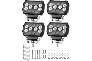 SUPAREE Faros LED Tractor Foco LED Amarillo 12V Foco de Trabajo 12V Tractor Luces 6000K Blancas y 3000K Amarillas 8-90V IP67 Impermeable per Off-Road Camión SUV UTV ATV 4pcs