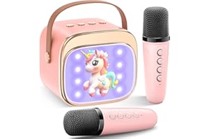 LUVTOY Unicornio Karaoke Infantil 2 Micrófonos Inalámbricos | Tarjeta Regalo | Microfono Karaoke para Niños - Micrófono Niños 3-12 Años - Juguetes Niña 3-6 Años - Pascua Regalo Niña 3-12 Años