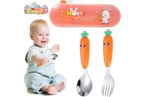 CATOR Suavinex Set di 3 Pezzi di Forchetta e Cucchiaio per Bambini, Acciaio Inossidabile, Multicolore, Giocoso, Adatto per lo Svezzamento e per i Bambini