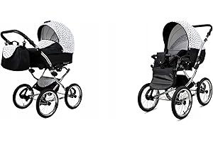 BabyLux® Bambimo Kinderwagen Set 2 in 1 - Margaret Exclusive - incl. Babywanne, Buggy Sportsitz - Kinderwagenset - Kombikinderwagen mit Wickeltasche, Regenschutz, Moskitonetz, Cupholder usw.