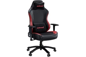 Anda Seat Luna Large Gaming Chair for Adults - Ergonomic Reclining Video Game Chairs, PVC Leather Computer Home Office Chair, Heavy Duty Neck & Back Lumbar Support - Black/Red Folding Recliner Seat
