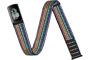 Chinber Nylon Sport Ankle/Arm Band Compatible with Fitbit Charge 6/5 Bands,Elastic Nylon Braided Arm Strap for Women Men