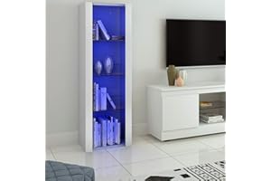 Panana Vitrine Lumières LED Meuble de Rangement avec Etagères sur Salon, Bureau, 55 x 35 x 166 cm (Blanc)