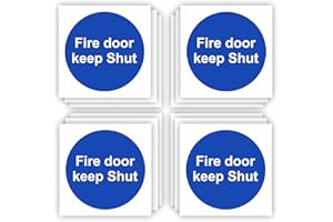 Conjured Fire Door Keep Shut Signs 12-Pack (Square Shaped) Self-Adhesive Signs/Vinyl Decal Stickers with Strong But Removeable Adhesive