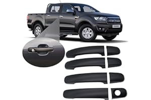 JHCHAN Copri maniglia per porta Ford Ranger 2012-2022 T6 T7 T8 MK1 MK2 MK3 XL XLT Tremor Limited Wildtrak Platinum Raptor nero opaco (maniglia manuale)