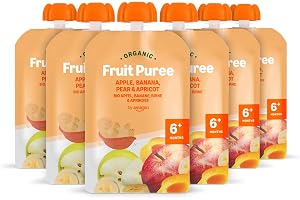 by Amazon Organic Apple, Pear, Banana, Apricot Pouch - 6 x 90g - Previously Mama Bear