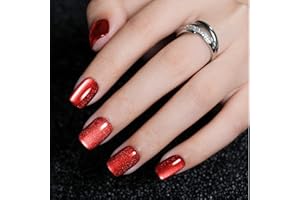 TELAIN Press On Nails zestaw 24 sztucznych paznokci w kolorze czerwonym, francuskim, łącznie z gwoździami samoprzylepnymi, klejem do galaretki, pilnikiem do paznokci i akcesoriami do czyszczenia