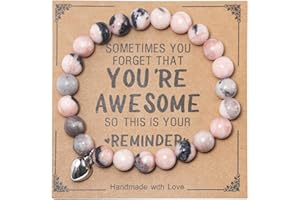 KANGSIT Unique Inspirational Gifts for Women Natural Stone Bracelets Best Friend Birthday Christmas Gifts for Women Teen Girls Sometimes You Forget You're Awesome
