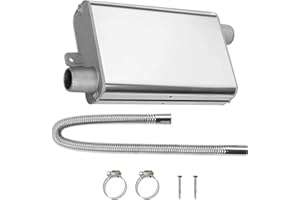 XQZMD Juego de tubos de escape silenciadores, 60 cm/120 cm/200 cm, tubo de escape de acero inoxidable con tubo de escape de 25 mm y 2 abrazaderas, 2 tornillos, para Webasto Eberspacher (silenciador + tubo