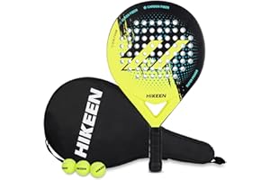 BOOSTEADY Raquette de Padel Adultes, Raquette de Tennis en Fibre de Verre de Carbone avec Balles de Tennis, Raquette de Paddle Pickleball pour Adolescents Débutants Avancés
