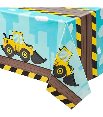 3 Construction Theme Tablecloths - 54x108 Inch Kids Birthday Party Supplies