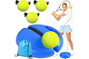 FIHODONE Tennis tränare, 3 tennisbollar med sladd, tennistränarset med rund blå kedja tennistränare och förvaringsväska, tenn