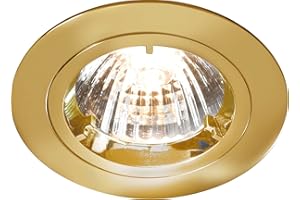Knightsbridge IP20 230V/12V GU10/MR16 Recessed Fixed Twist and Lock Aluminium Downlight, Brass