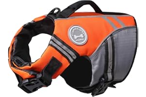 VIVAGLORY Sports Style Dog Life Jacket with Extra Flotation, Adjustable & Durable Swim Vest with Secure Fastening System for Small Dogs, Bright Orange