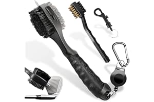 BITEFU 2 STK Golfschläger Bürste Set, Golf Zubehör, Metall und Nylon Drahtbürste Golf, mit Einziehbares Seil und Einziehbarer Scharfer Pickel für Hängen Auf Golf Tasche