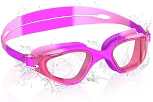 Ambienden Lunette Piscine Enfant, HD 180° Grand Angle Lunettes de Natation pour 3-14 Ans, Anti-Buée, Protection UV, Ajustement Rapide, Joint en Silicone, Lunette de Piscine Unisexes