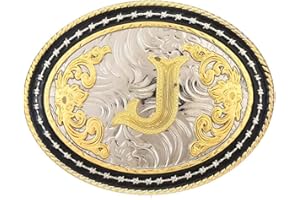 STARBRILLIANT Western Belt Buckle for Men Large Cowboy Belt Buckle Initial Cowboy Rodeo Belt Buckle Gold with Letters ABCDGL to Z