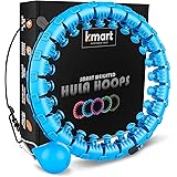 K-MART Smart Hula Ring Hoops, Cerchio Hula Ponderato 24 Anello Fitness Staccabile, Palla a Rotazione Automatica a 360 Gradi G