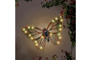 abc HOME | Wanddeko Schmetterling | LED´s | Solarpanel | Lichtsensor | 42 cm B